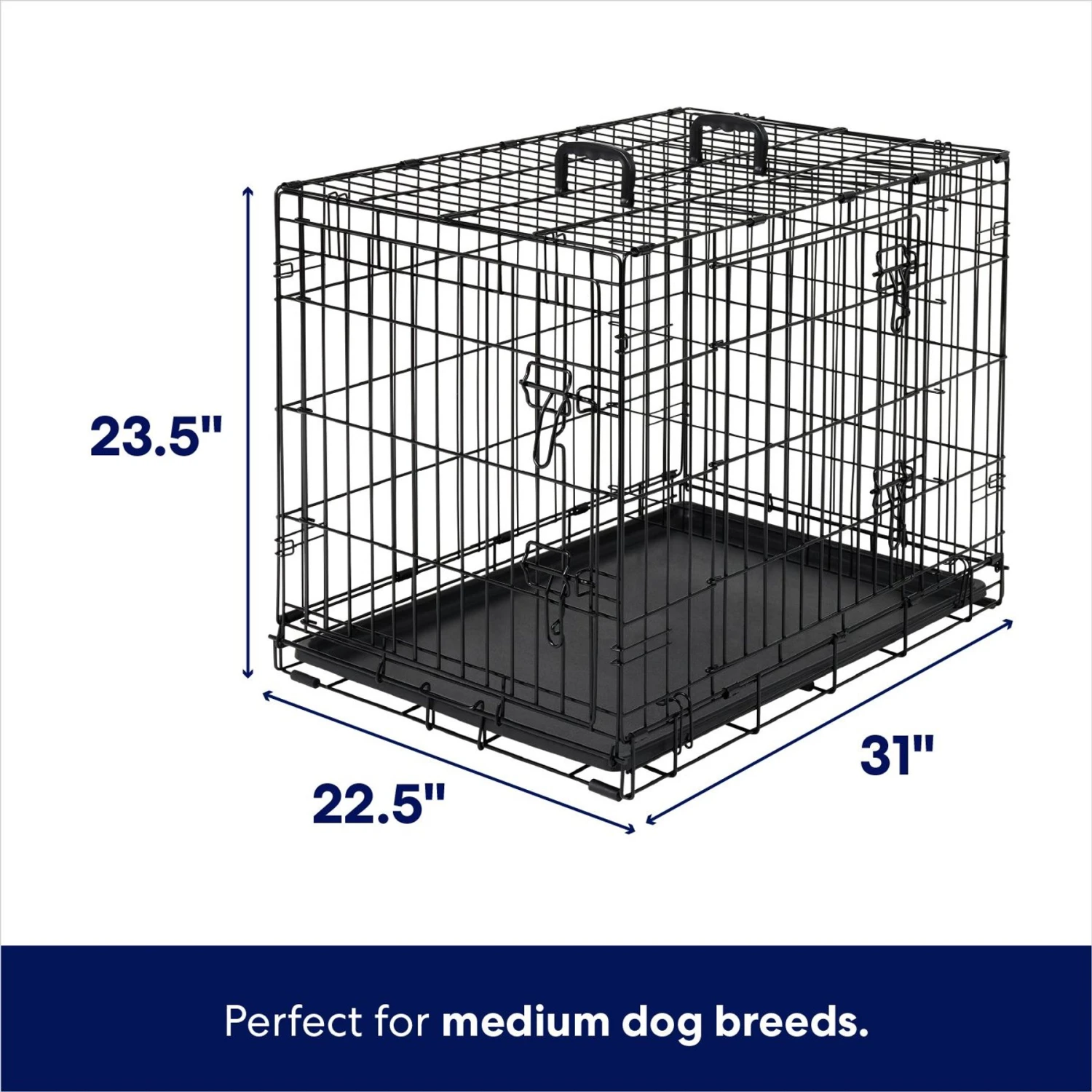Frisco Heavy Duty Fold & Carry Double Door Collapsible Wire Dog Crate - Image 2