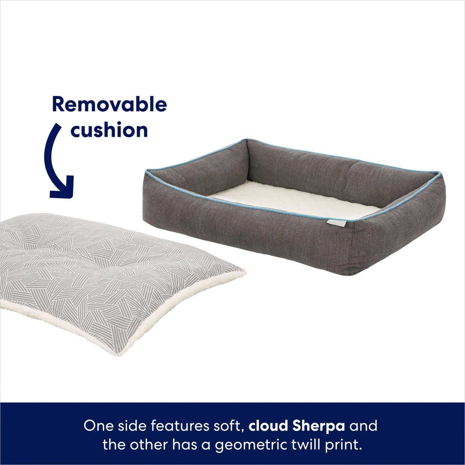 Frisco Sherpa Orthopedic Bolster Cat & Dog Bed - Image 3