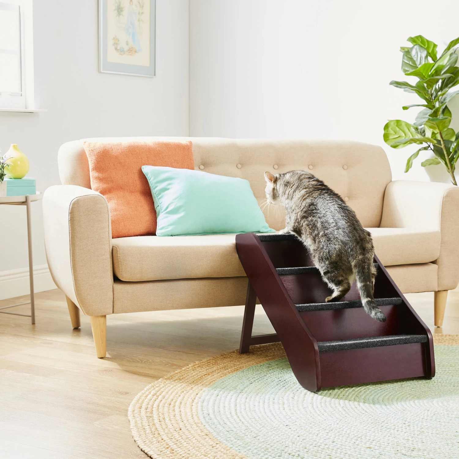 Frisco Deluxe Foldable Wooden Carpeted Cat & Dog Stairs - Image 2