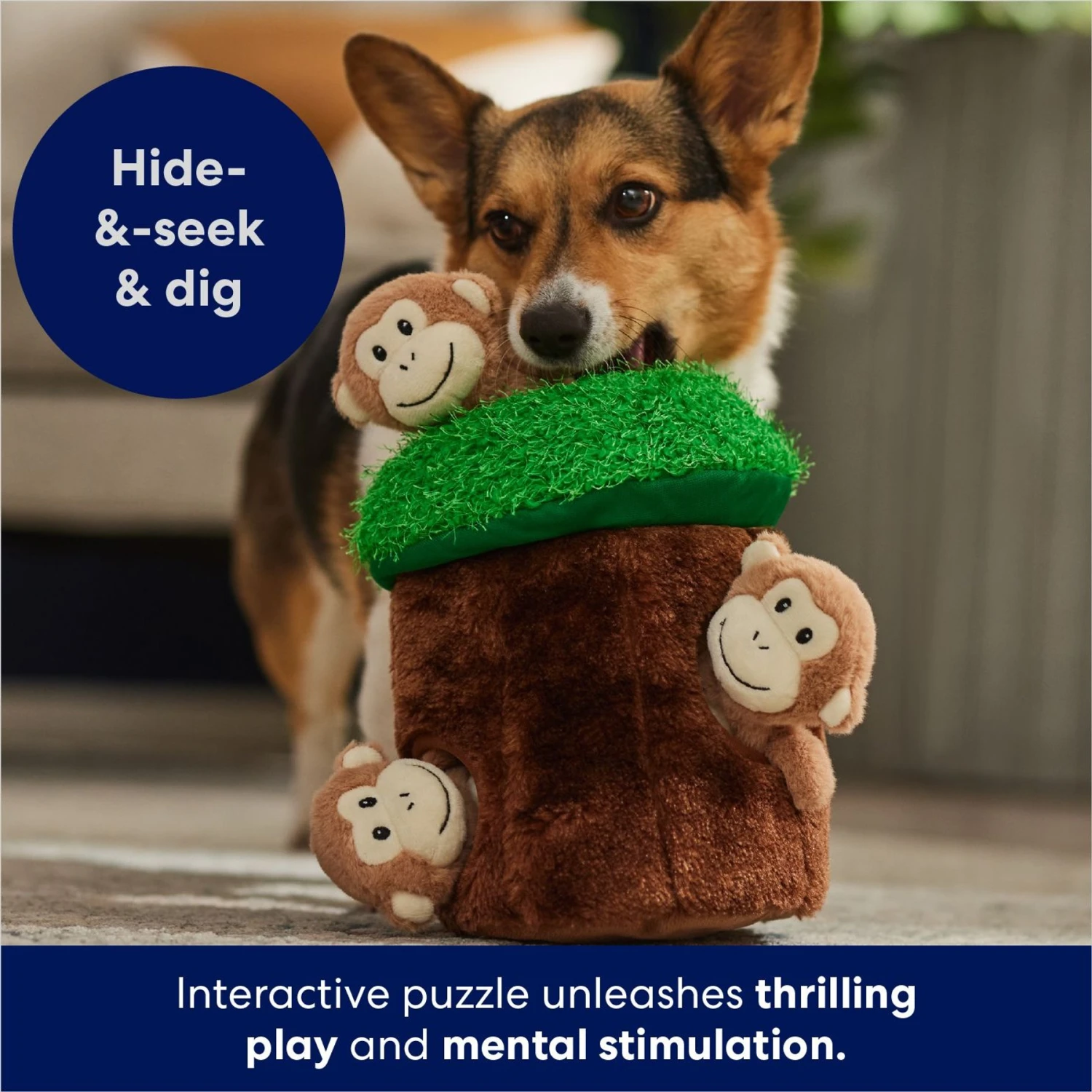 Frisco Monkeys In Tree Hide & Seek Puzzle Plush Squeaky Dog Toy - Image 6