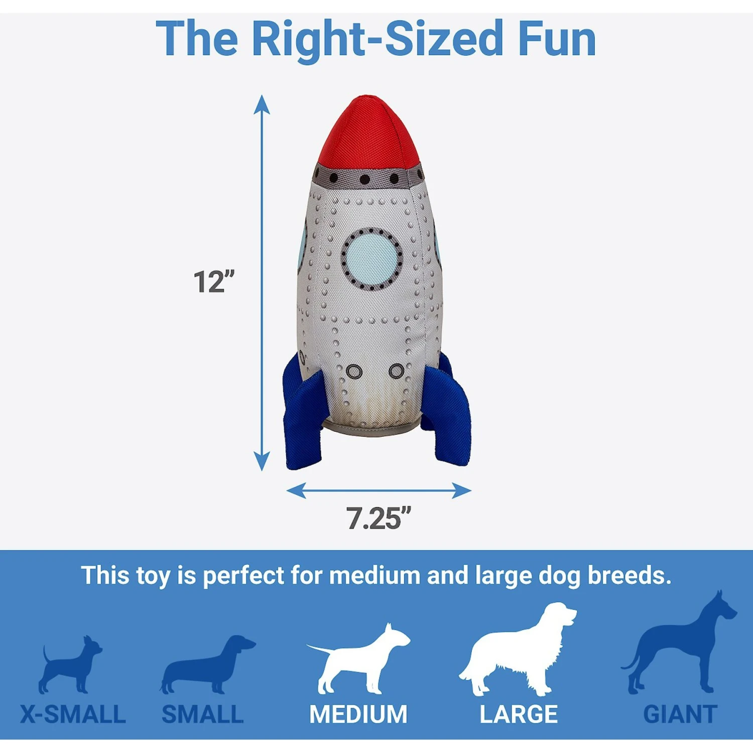Frisco Ballistic Nylon Plush Squeaky Rocket Ship Dog Toy - Image 2