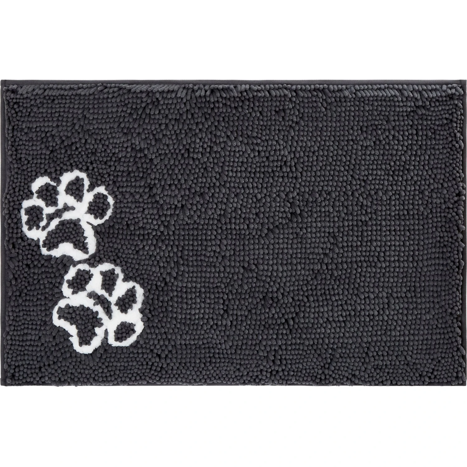 Frisco Microfiber Chenille Paw Print Dog & Cat Mat, Dark Gray
