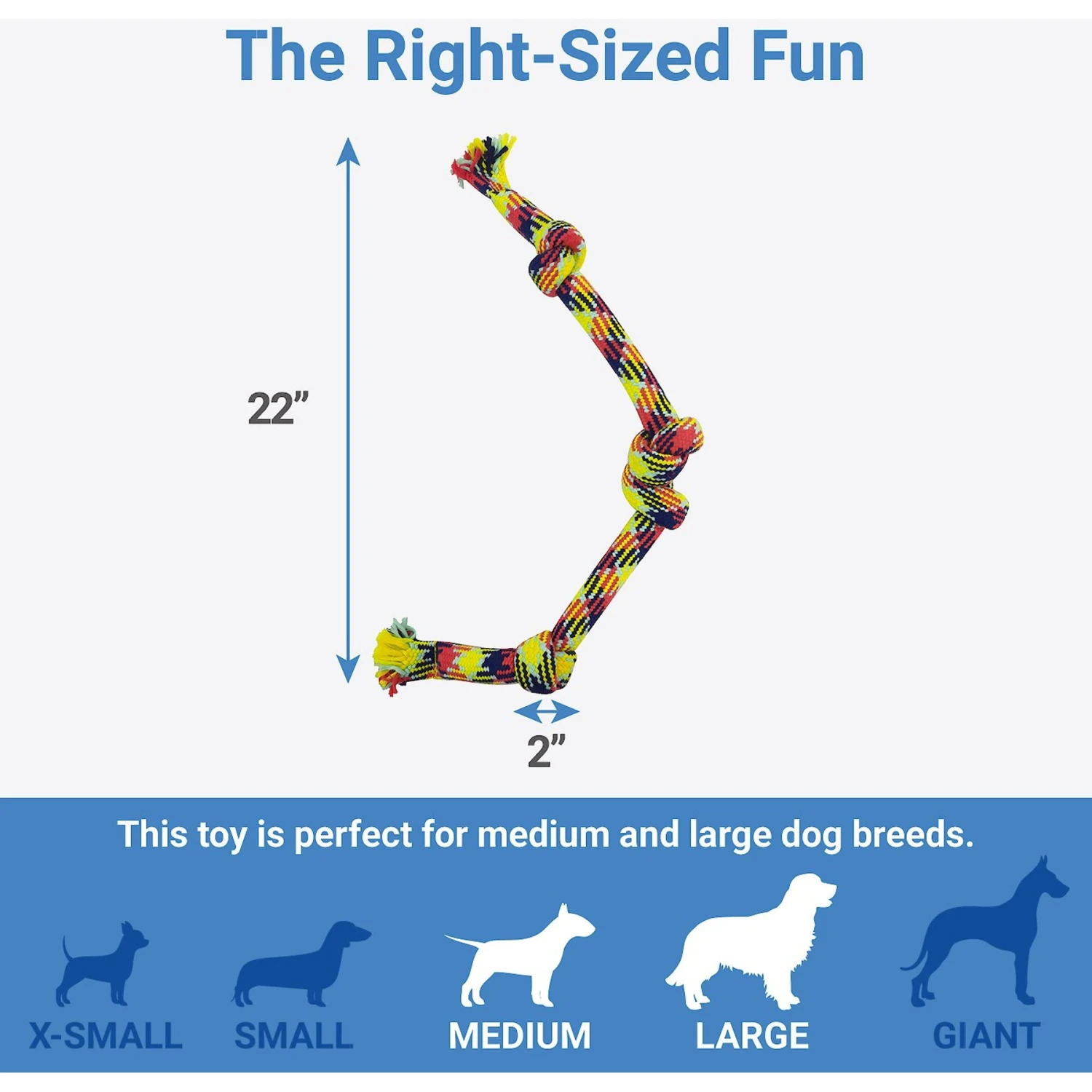 Frisco 4-Knot Tri-Color Rope Dog Toy - Image 2