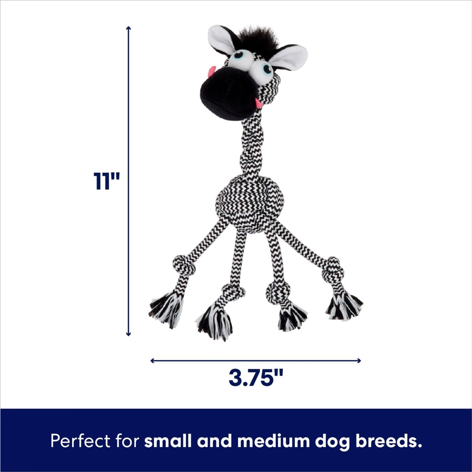 Frisco Zebra Rope Squeaky Dog Toy - Image 2