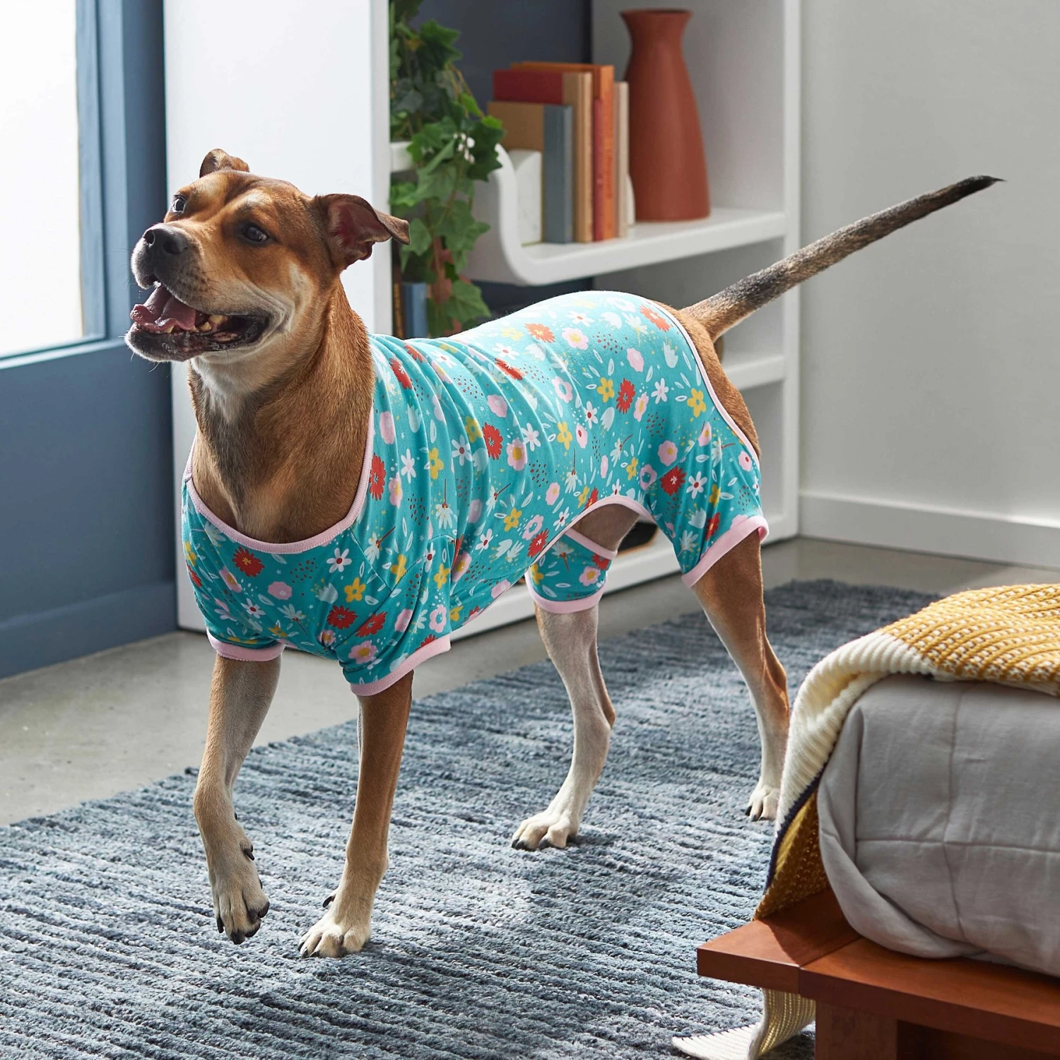 Frisco Teal Floral Dog & Cat Jersey PJs - Image 6