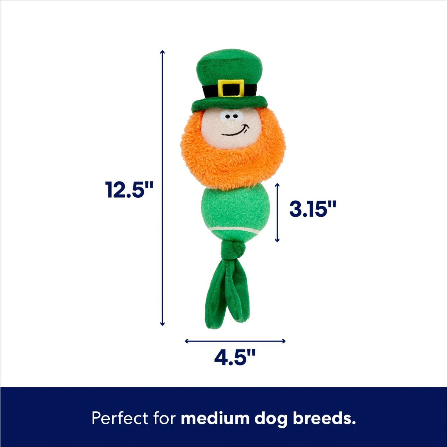 Frisco St. Patrick's Leprechaun Plush With Tennis Ball Squeaky Dog Toy - Image 2
