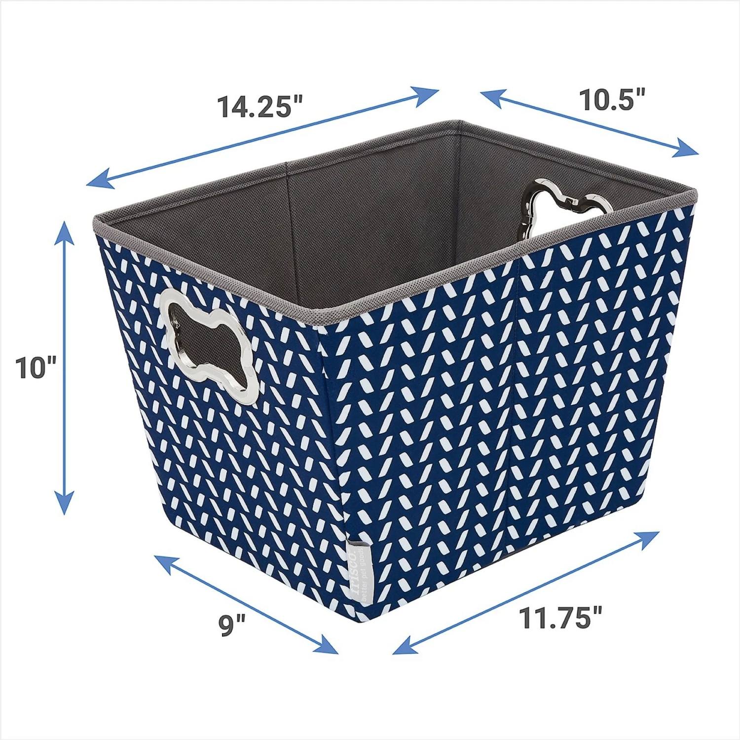 Frisco Rectangle Collapsible Pet Toy Storage Bin, Navy Herringbone - Image 3