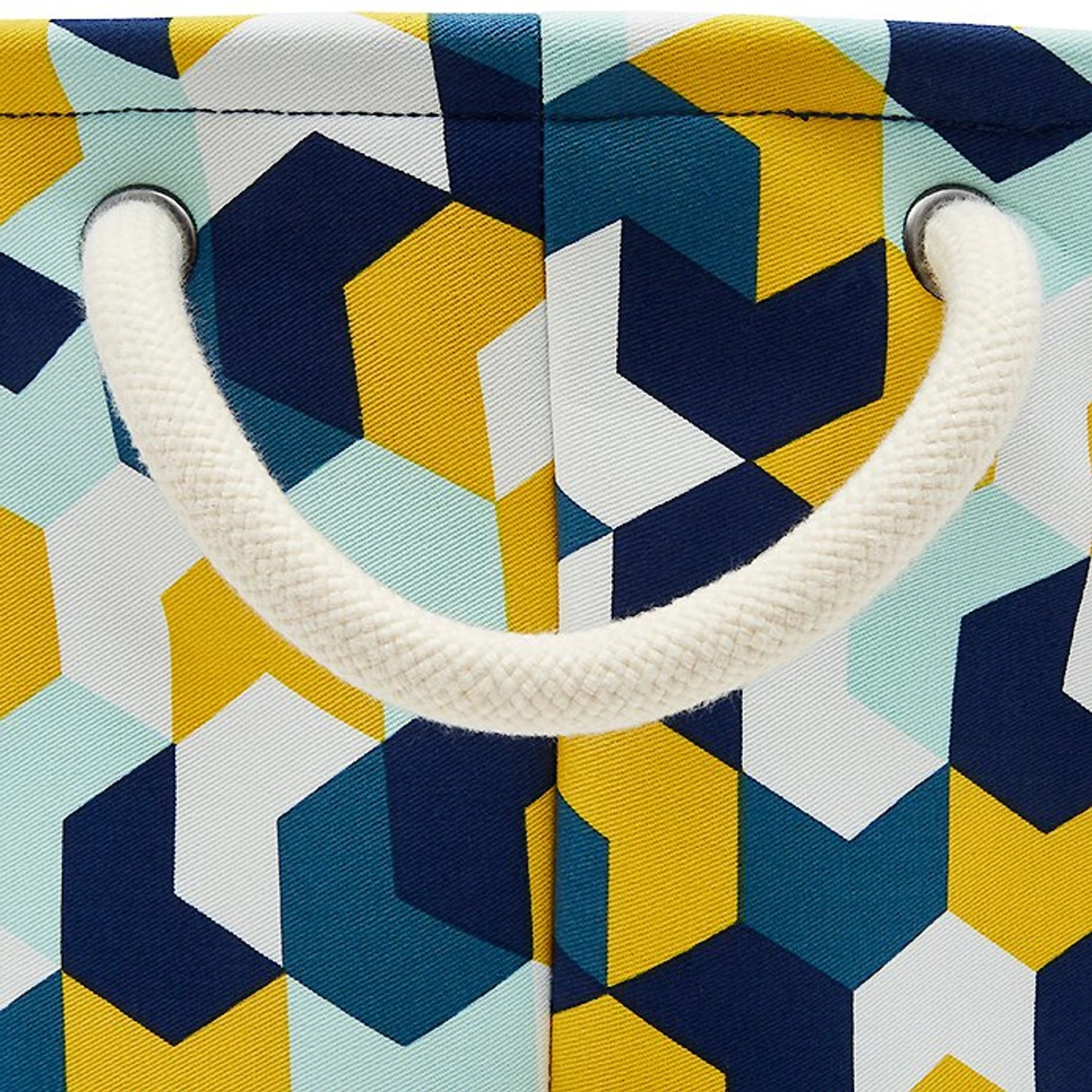 Frisco Round Collapsible Pet Toy Storage Bin, Yellow Geometric - Image 2