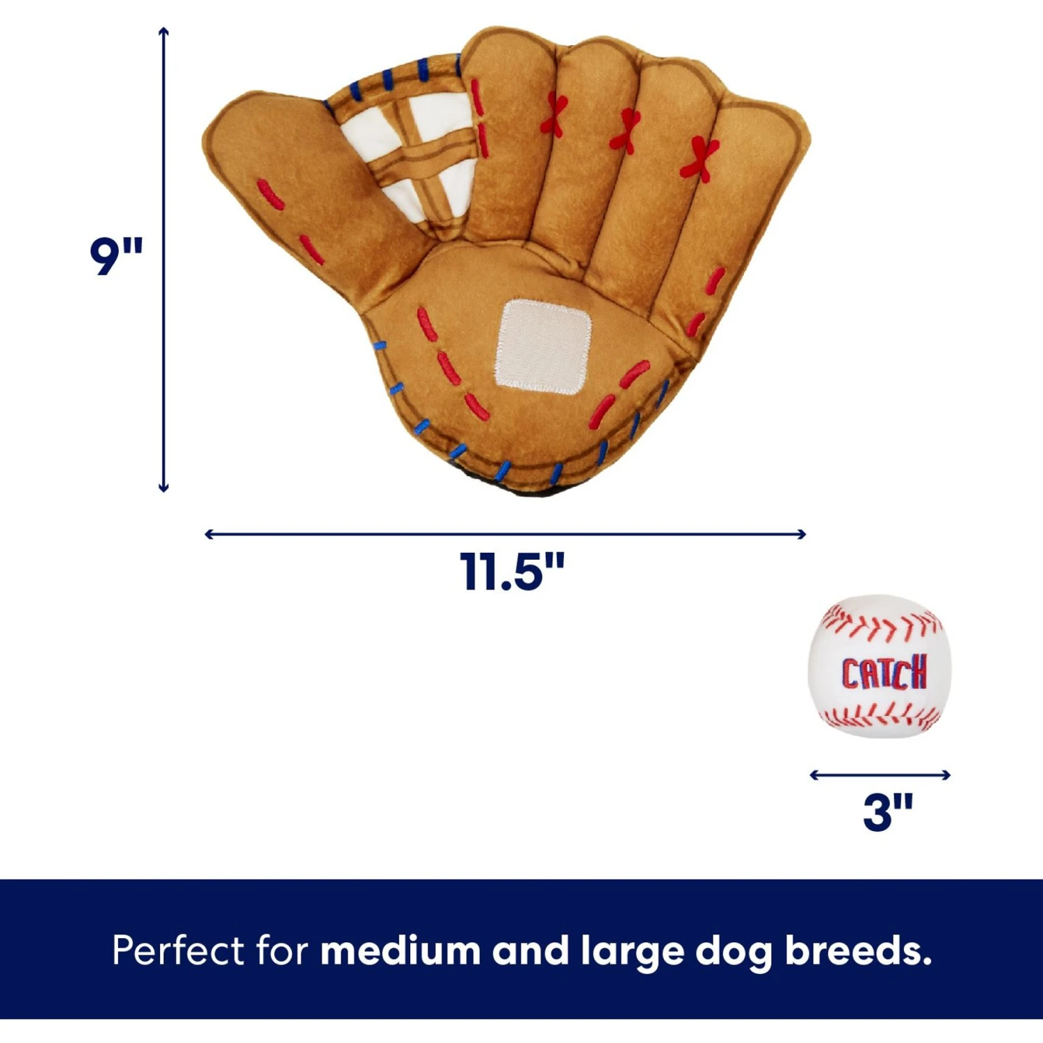 Frisco Baseball Mitt & Ball Interactive Plush Squeaky Dog Toy - Image 2