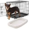 Frisco Fold & Carry Single Door Collapsible Wire Dog Crate & Frisco Quilted Dog Crate Mat
