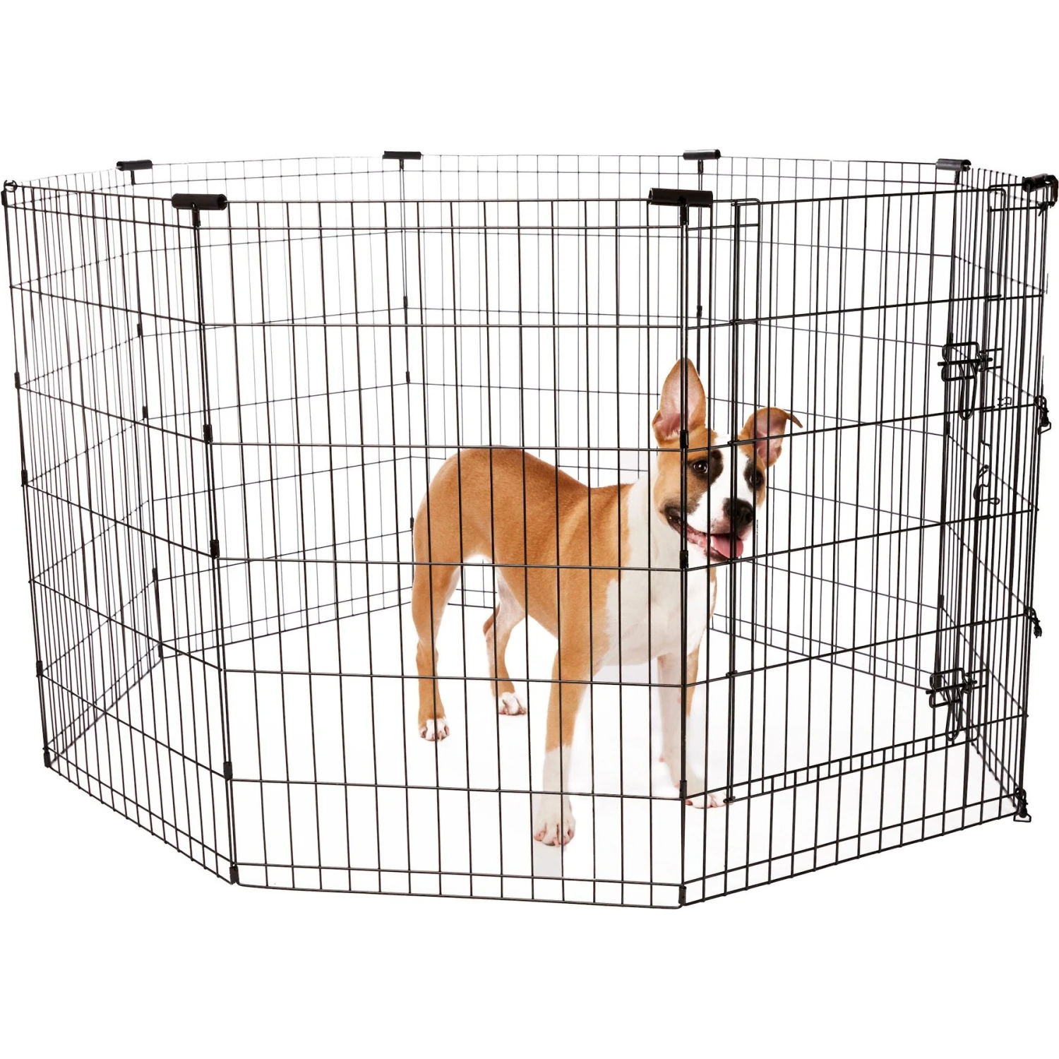 Frisco Heavy Duty Fold & Carry Double Door Collapsible Wire Dog Crate & Frisco Wire Dog & Small Pet Exercise Pen With Step-Through Door - Image 5