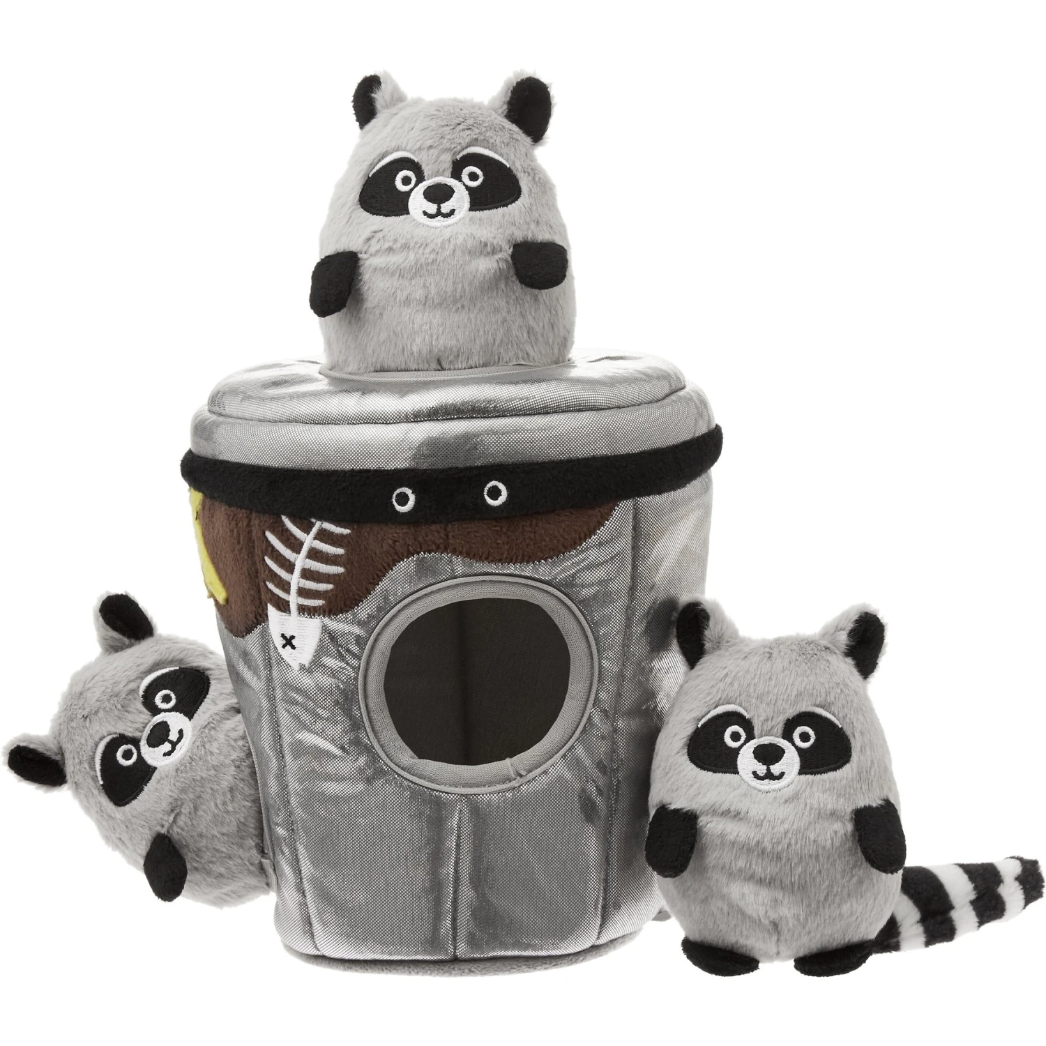 Frisco Trash Can & Raccoons Hide & Seek Puzzle Plush Squeaky Dog Toy & Frisco Trash Can & Raccoons Hide & Seek Puzzle Plush Squeaky Dog Toy Refills - Image 2