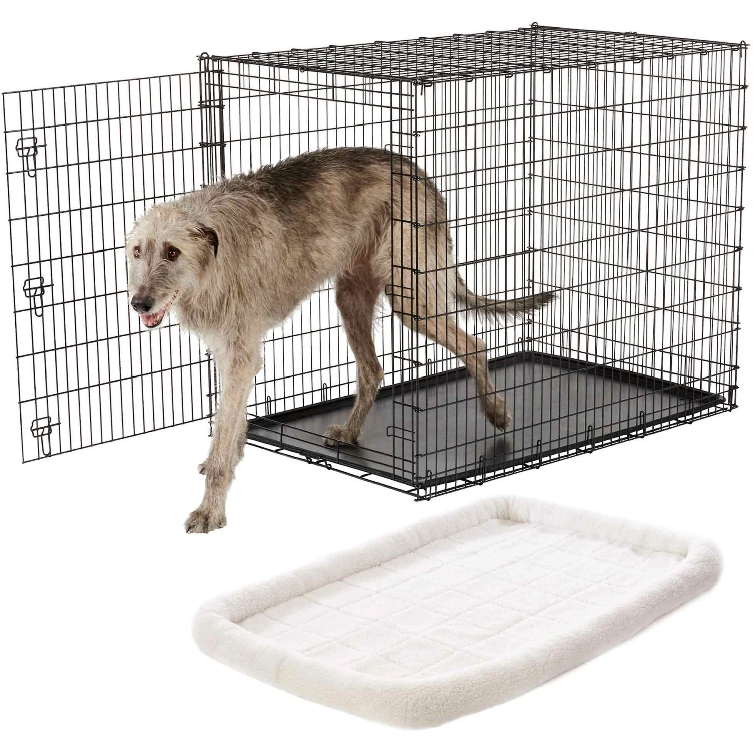 Frisco Heavy Duty Single Door Wire Dog Crate & Frisco Quilted Dog Crate Mat