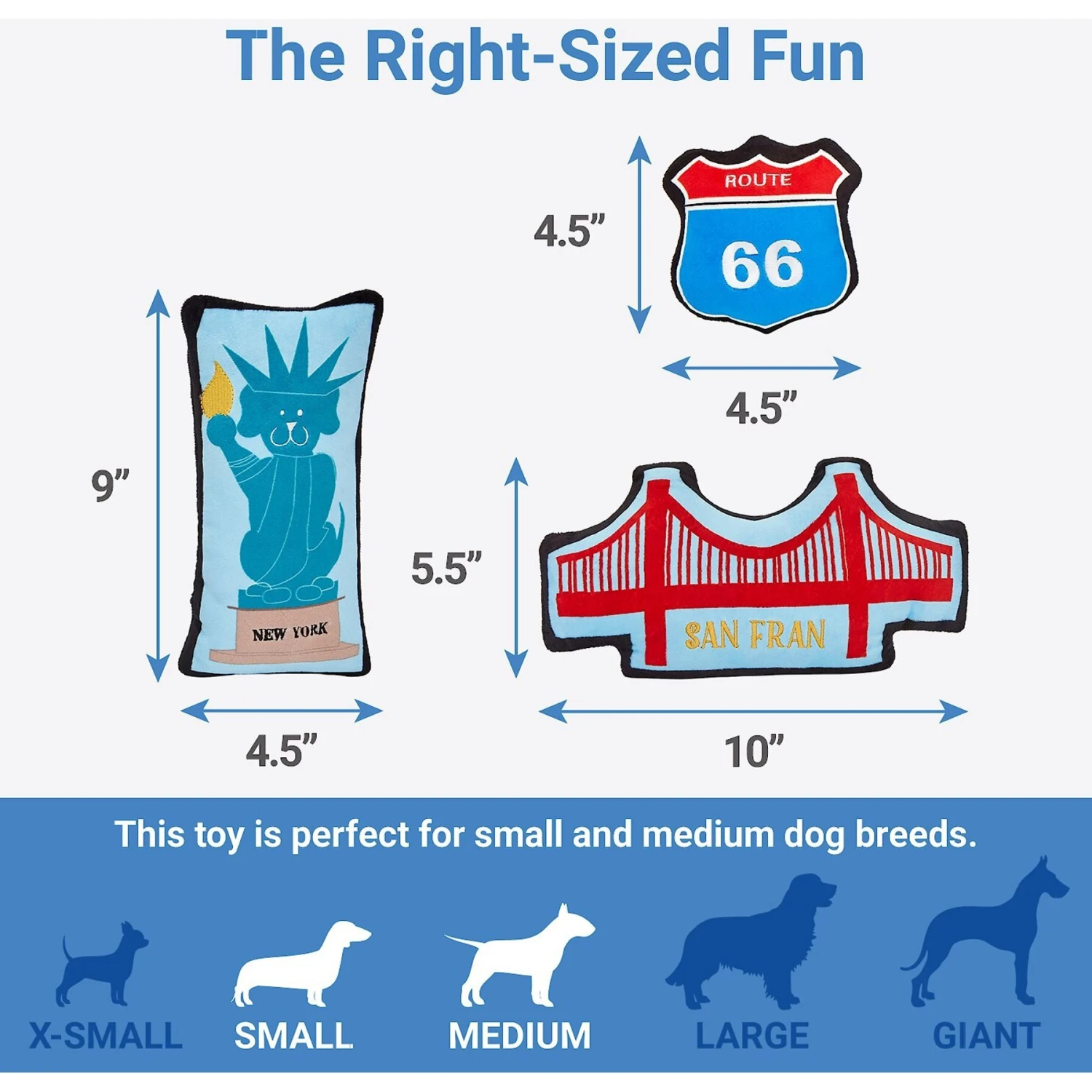 Frisco Road Trip Sightseeing Plush Squeaky Dog Toy, 3 Count - Image 2