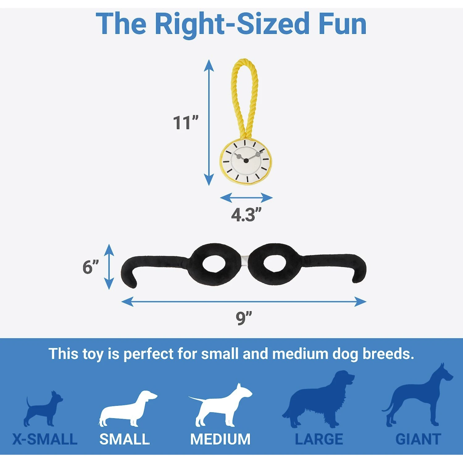 Frisco Magic Pocket Watch & Glasses Plush Squeaky Dog Toy, 2 Count - Image 2