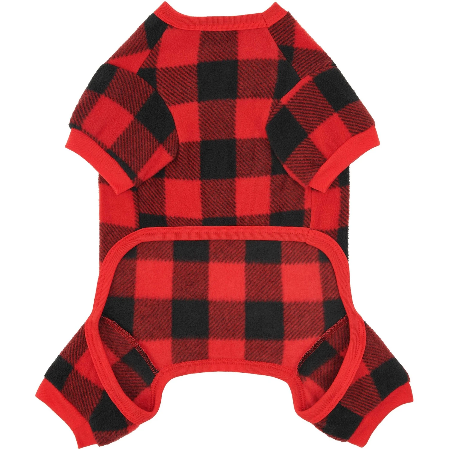 Frisco Dog & Cat Cozy Polar Fleece PJs, Red Plaid - Image 4
