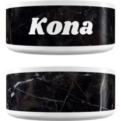 Frisco Personalized Black Marble Dog Bowl