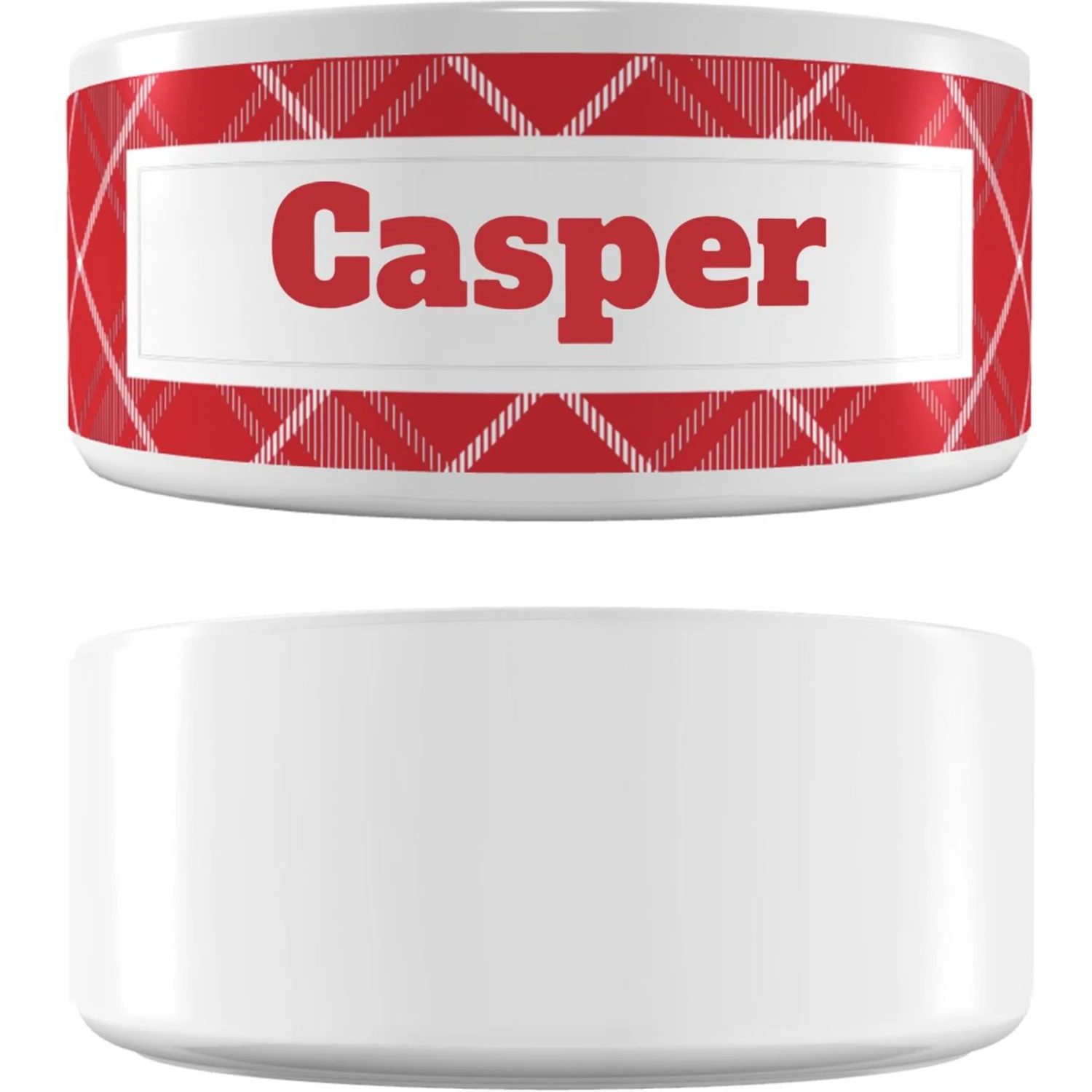 Frisco Personalized Plaid Ceramic Dog Bowl