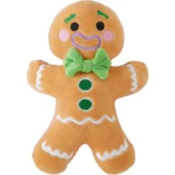 Frisco Holiday Naughty Or Nice Gingerbread Man Reversible Plush Squeaky Dog Toy