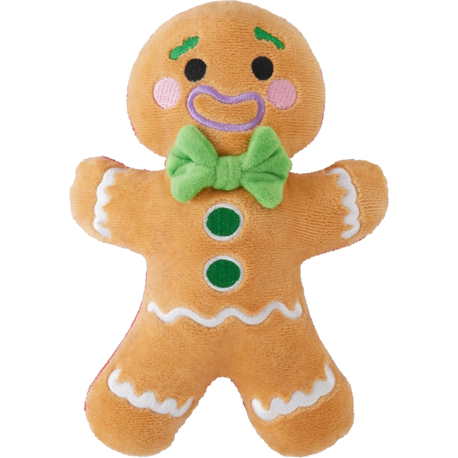 Frisco Holiday Naughty Or Nice Gingerbread Man Reversible Plush Squeaky Dog Toy