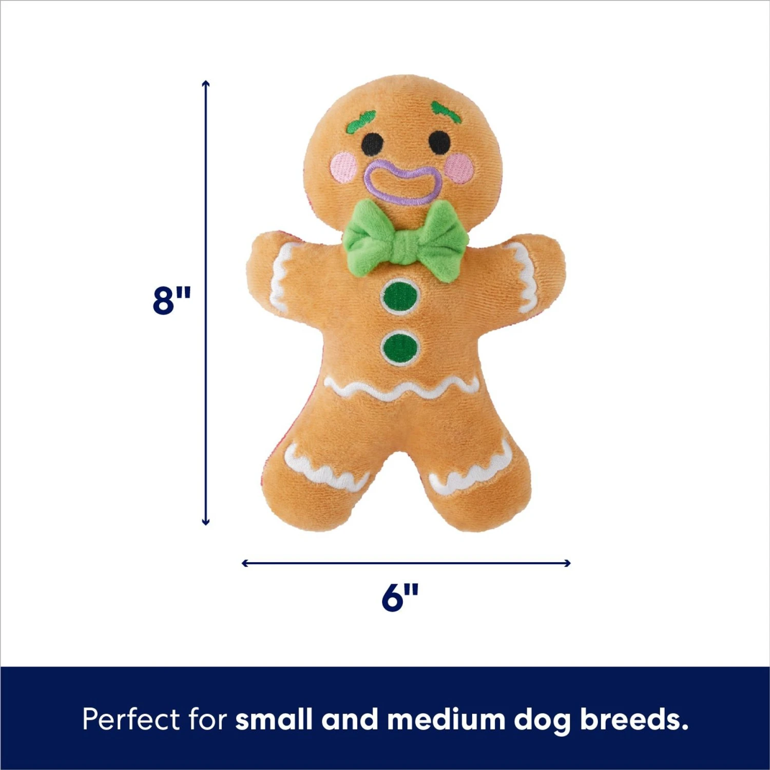 Frisco Holiday Naughty Or Nice Gingerbread Man Reversible Plush Squeaky Dog Toy - Image 2