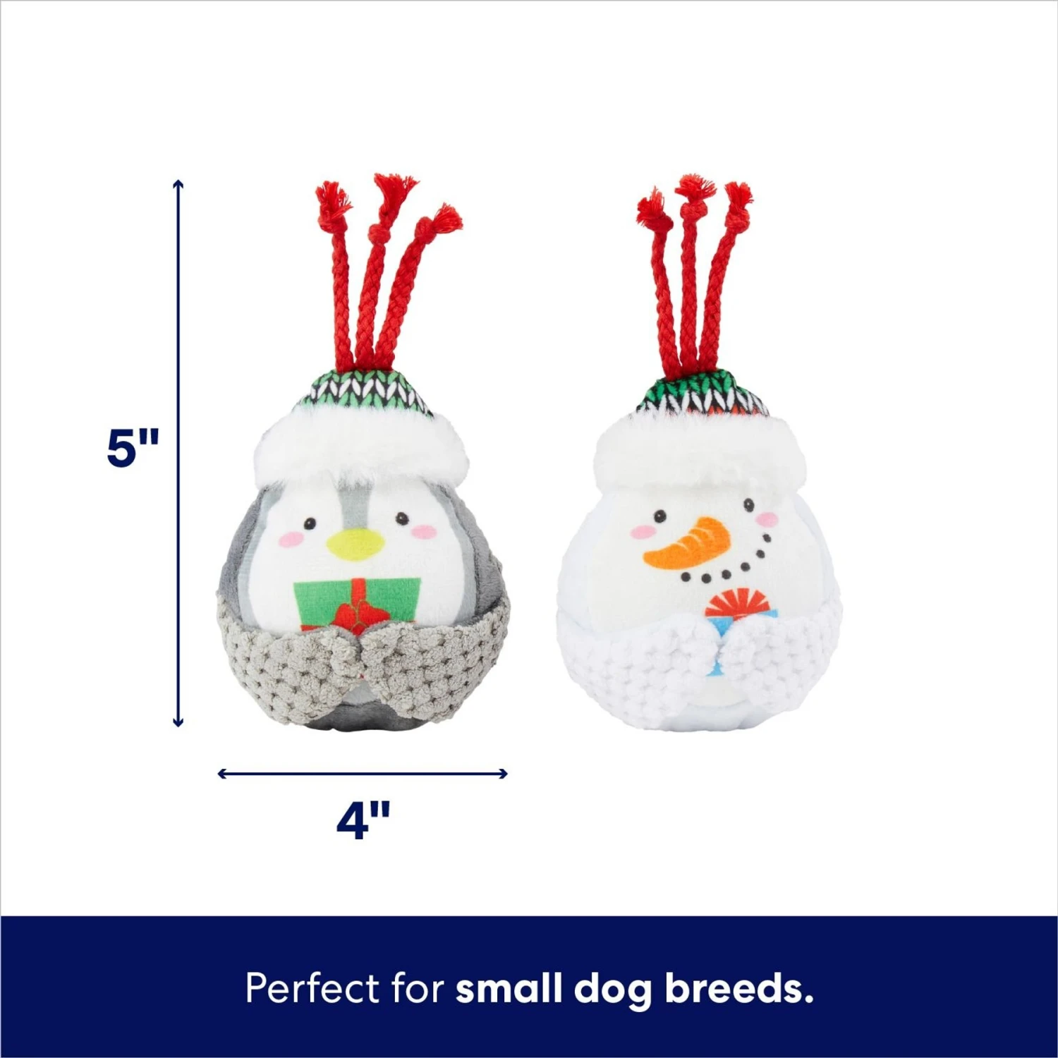Frisco Holiday Penguin & Snowman Plush Squeaky Dog Toy - Image 2