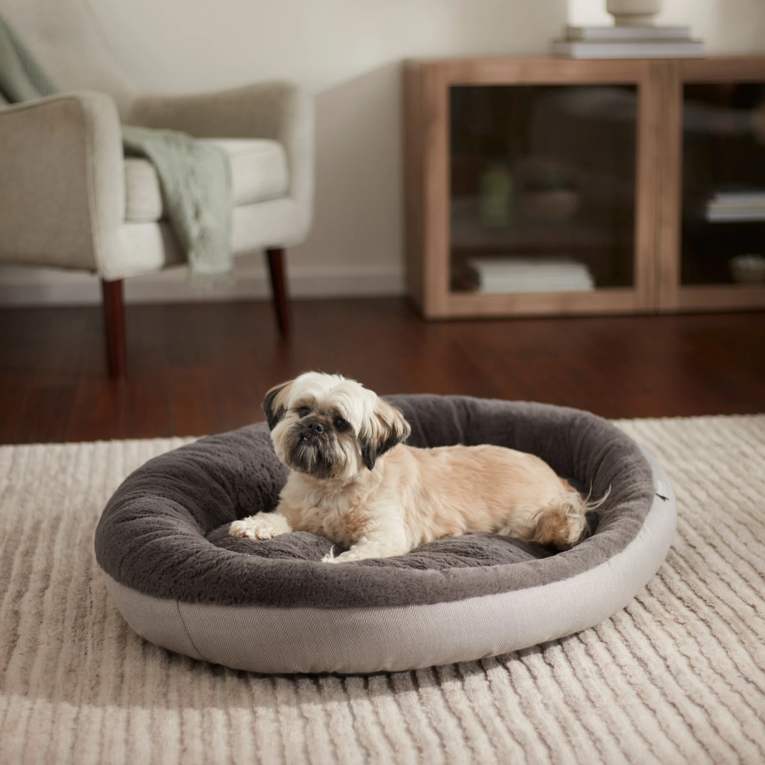 Frisco Herringbone Hi-Low Cuddler Dog & Cat Bed