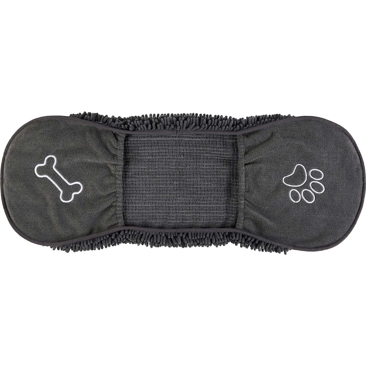 Frisco Microfiber Chenille Shammy Towel & Frisco Microfiber Chenille Paw Print Dog & Cat Mat, Dark Gray - Image 2