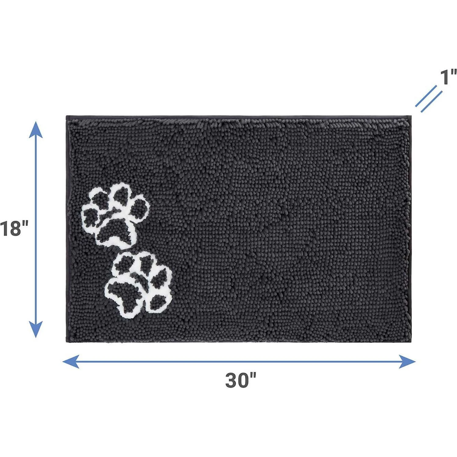 Frisco Microfiber Chenille Shammy Towel & Frisco Microfiber Chenille Paw Print Dog & Cat Mat, Dark Gray - Image 7