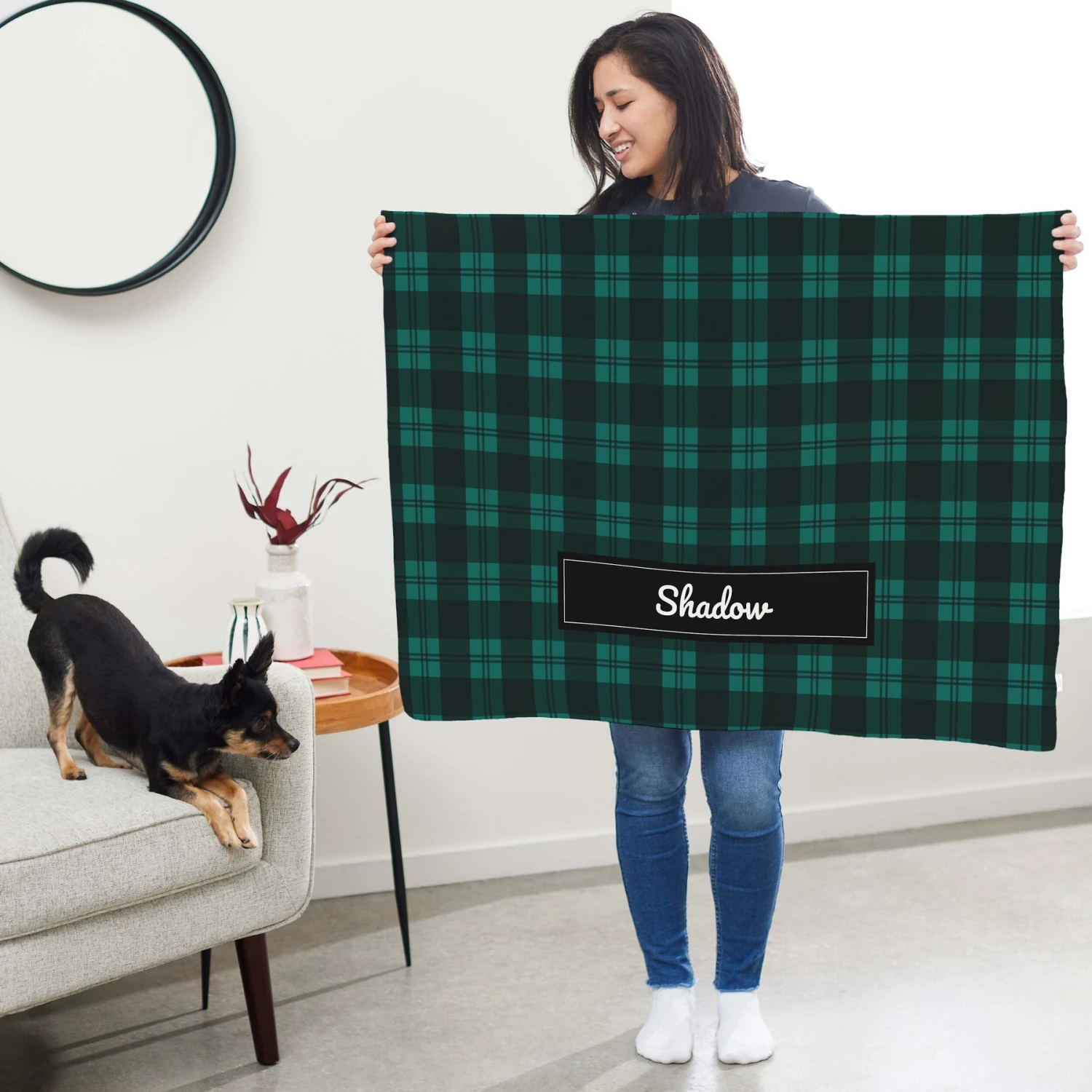 Frisco Personalized Plaid Sherpa Cat & Dog Blanket, 30" X 40" - Image 6