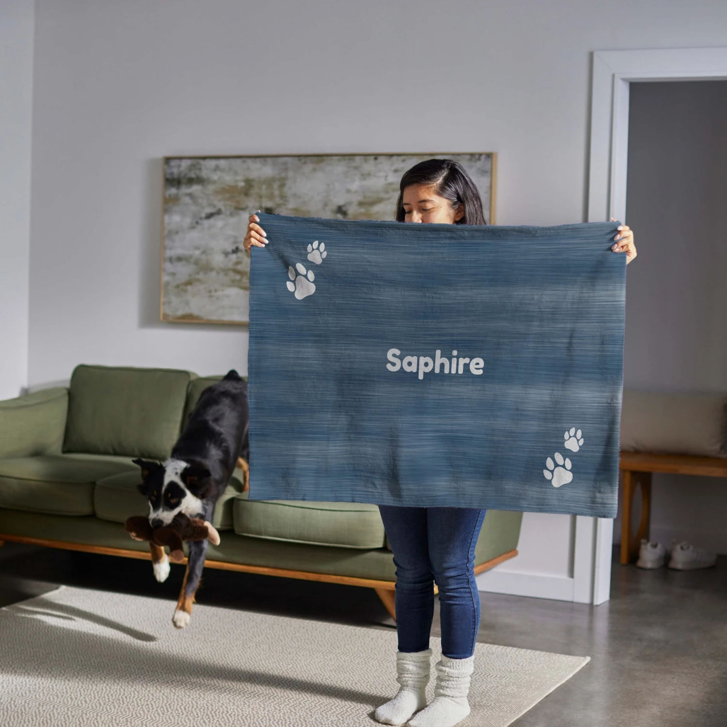 Frisco Personalized Heathered Sherpa Cat & Dog Blanket, 30" X 40" - Image 6