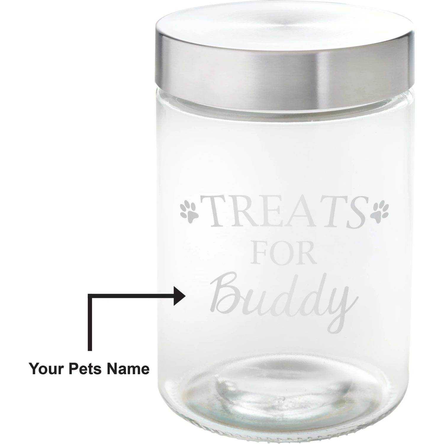 Frisco Paw Print Glass Personalized Treat Jar With Lid, 5 Cup, 40oz - Image 3