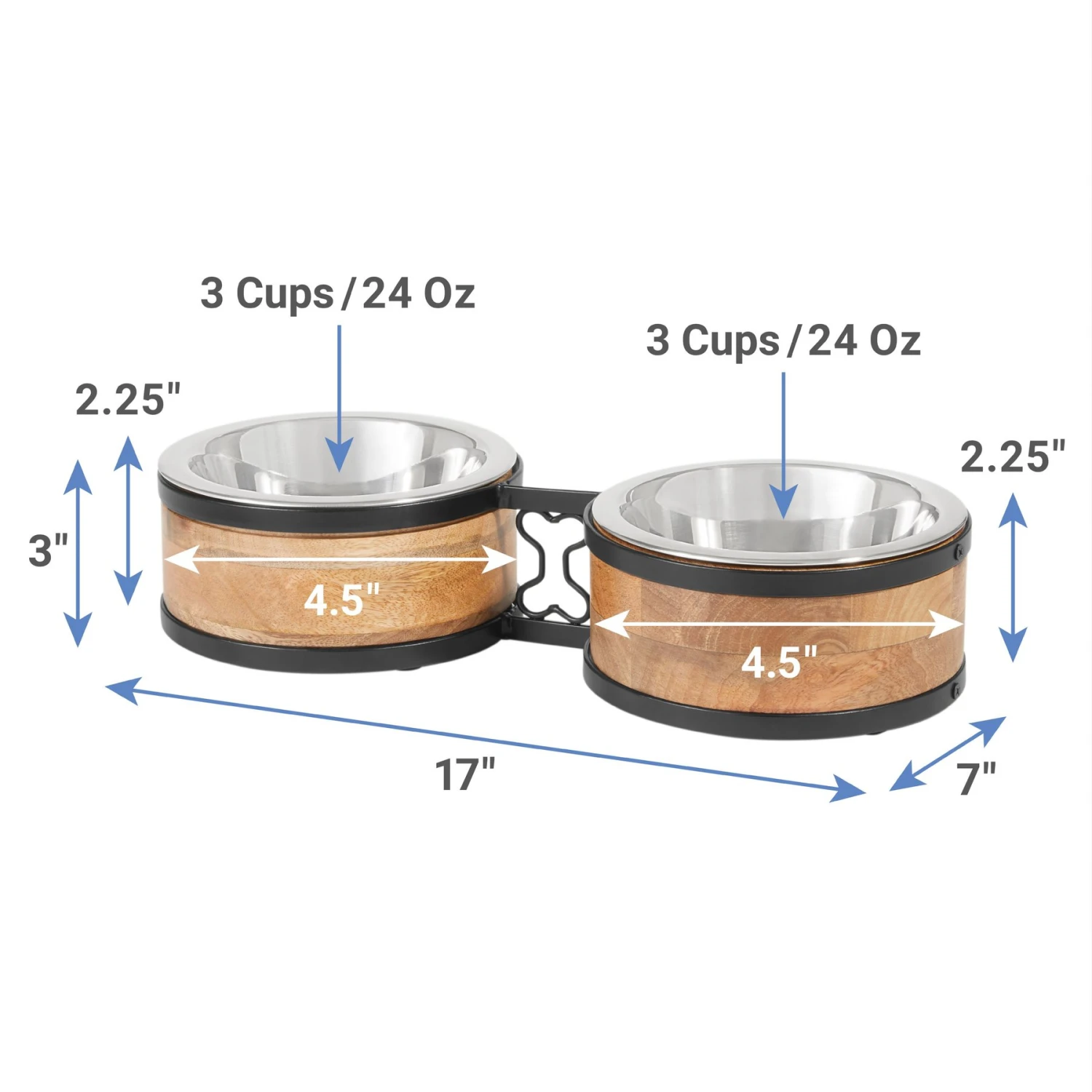 Frisco Premium Elevated Bone Design Stainless Steel Double Diner Dog & Cat Bowl - Image 2