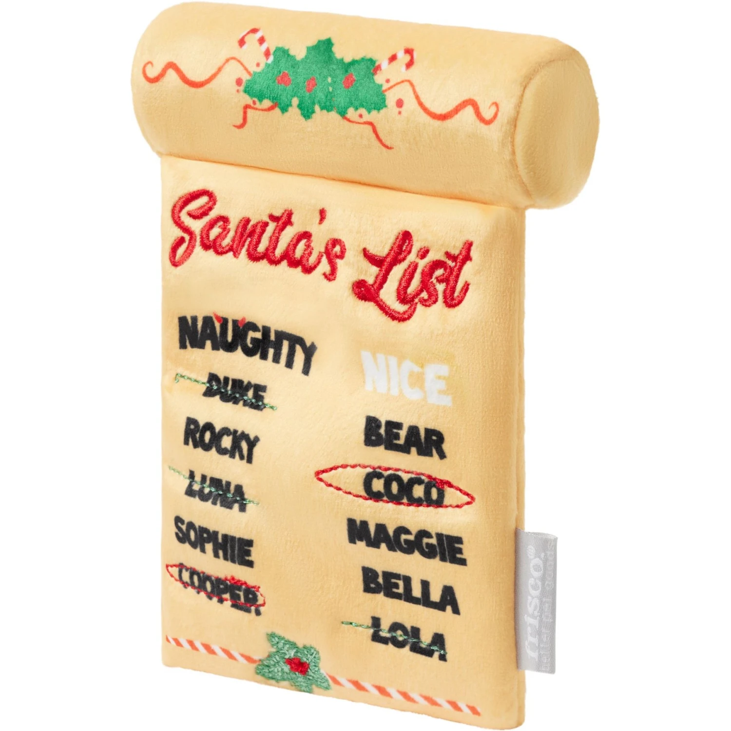 Frisco Holiday Santa's List Plush & TPR Inside Dog Toy