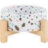 Frisco Elevated Terrazzo Non-skid Ceramic Bowl With Bamboo Stand
