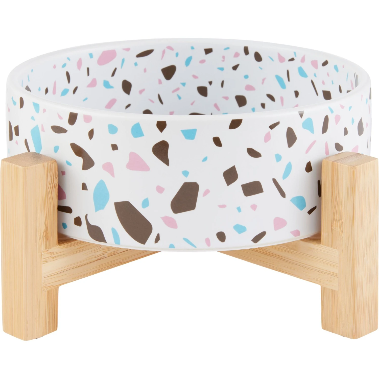 Frisco Elevated Terrazzo Non-skid Ceramic Bowl With Bamboo Stand - Image 6