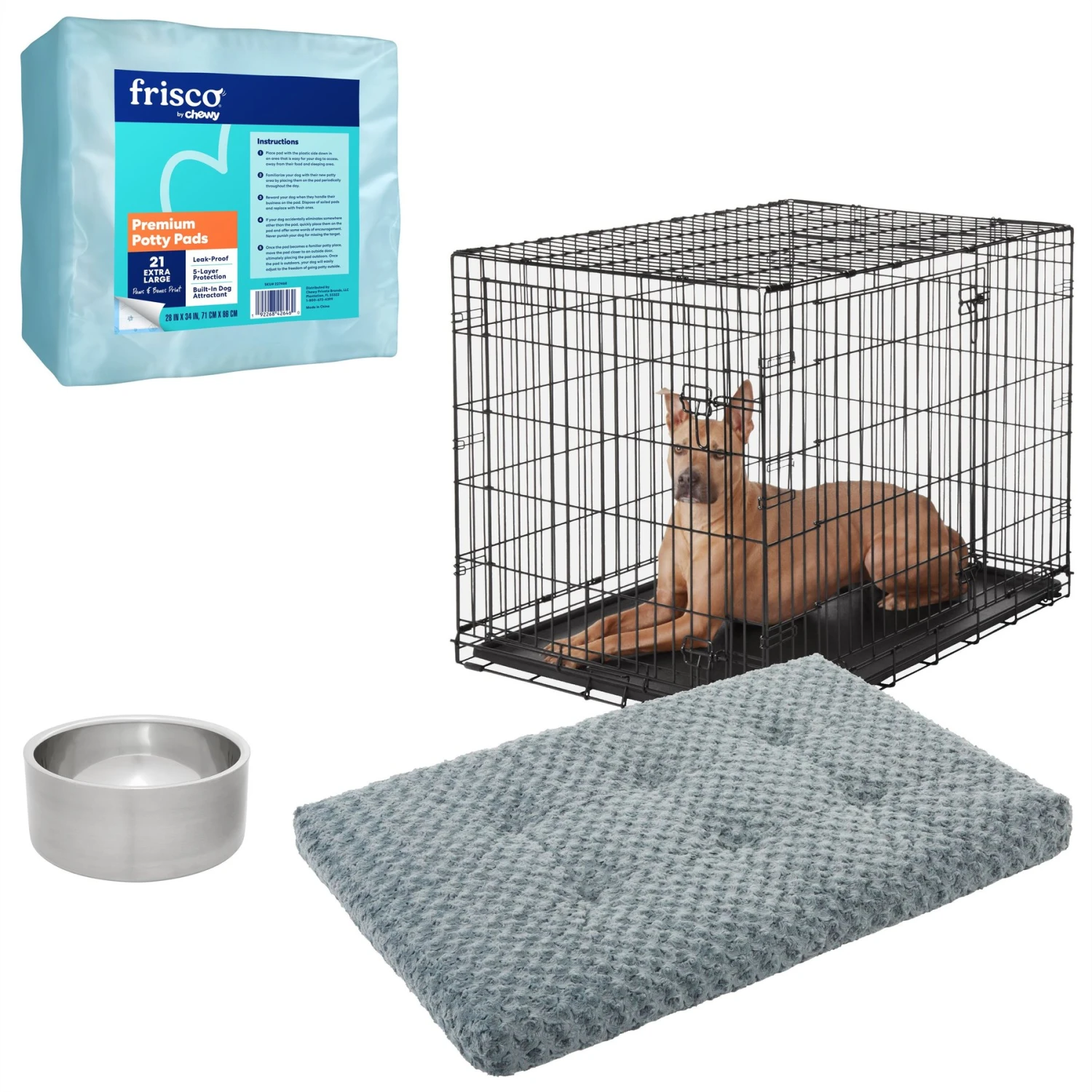 Frisco Swirl Dog Crate Mat + 3 Items