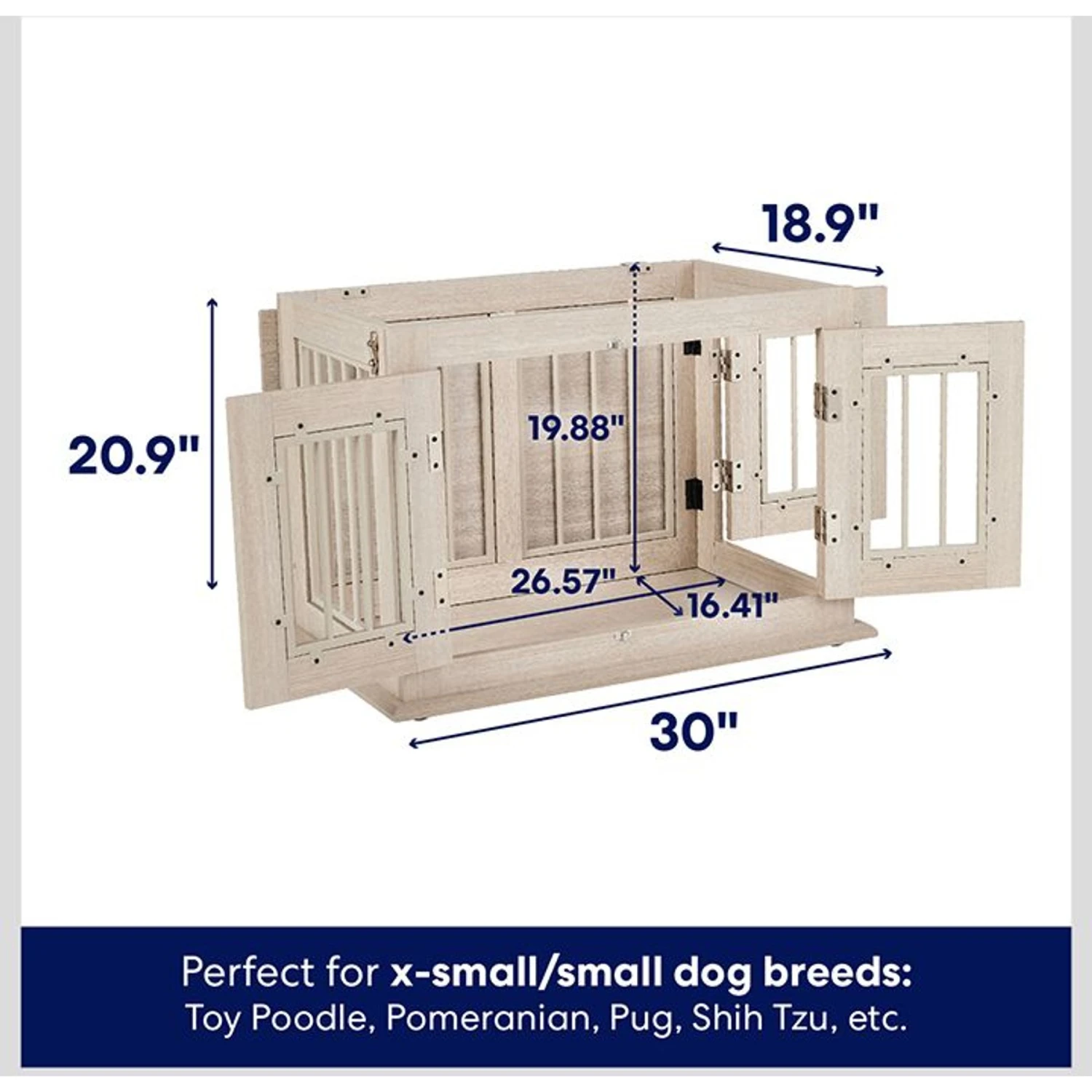 Frisco Double Door Wood & Metal Furniture Style Dog Crate - Image 2