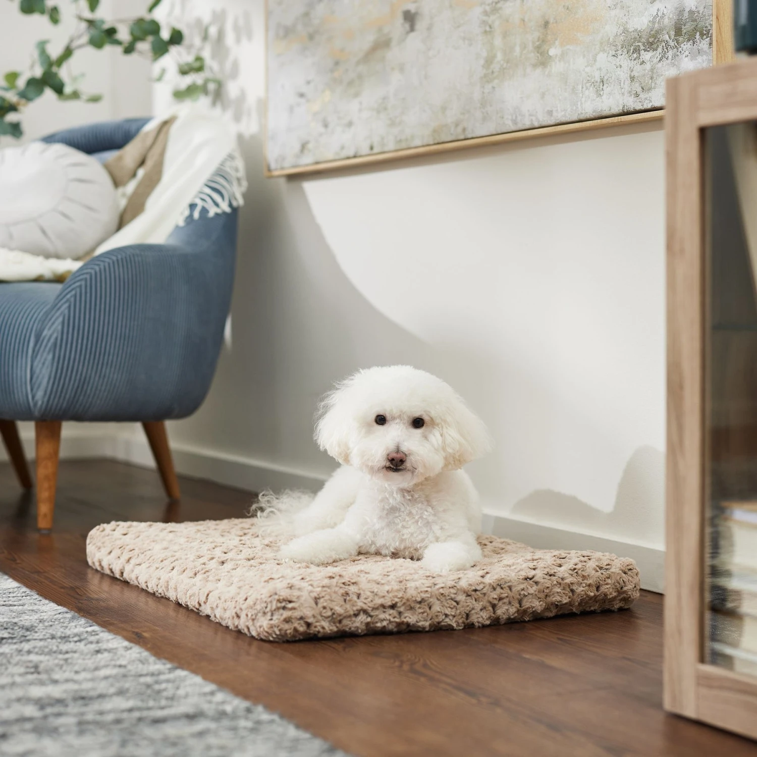 Frisco Double Door Furniture Style Dog Crate, Black & Frisco Swirl Dog Crate Mat - Image 6